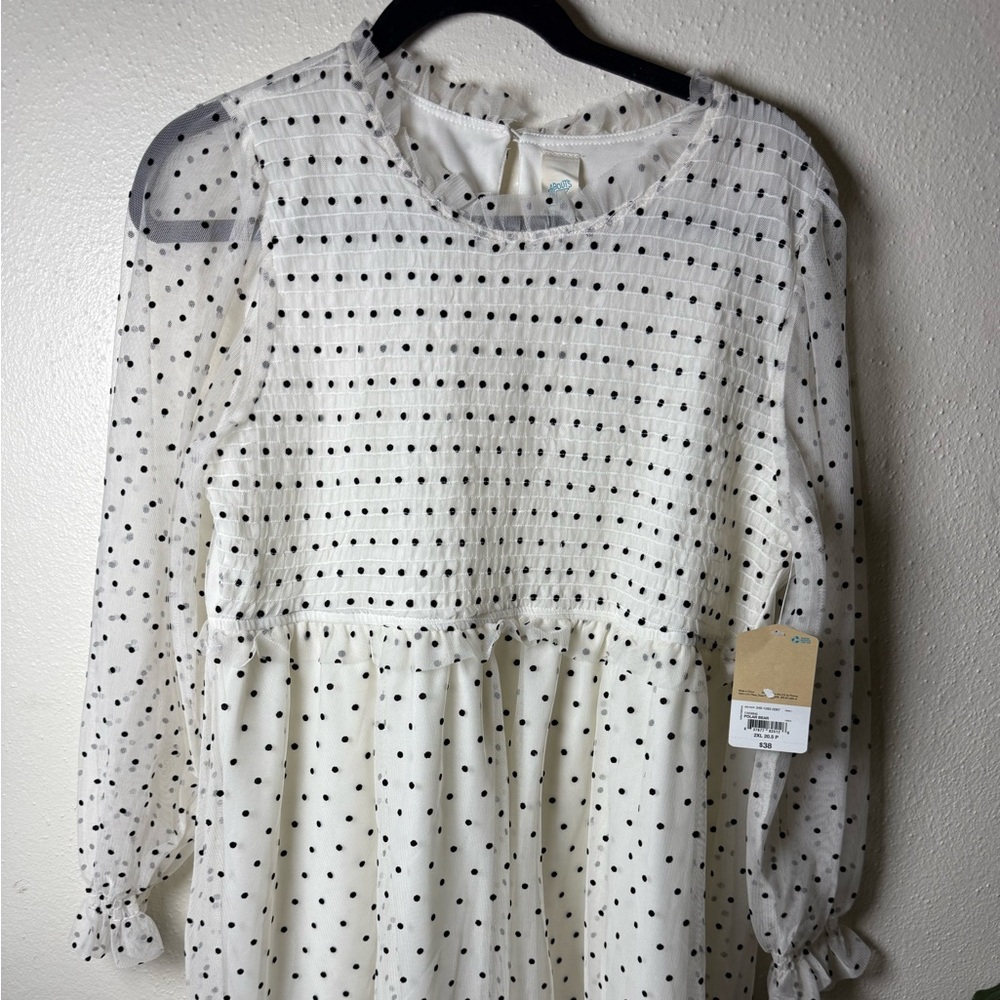 Elegant White Polka Dot Kids Formal Dress